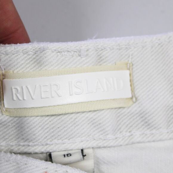 River Island Womens US12 Luxe‎ Collection Jeans White Straight Leg Button Fly - Picture 7 of 12